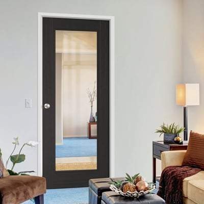 Deiz Charcoal Black Pre-Finished 1 Glazed Clear Light Panel Interior Door - 1981mm x 686mm - LPD Doors