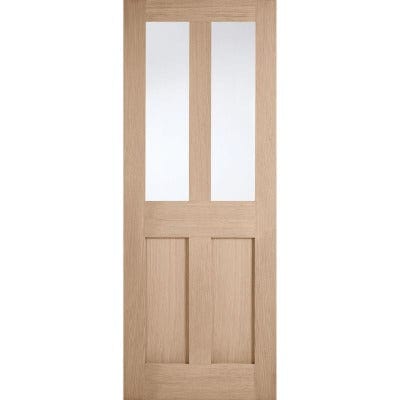 LPD London Oak Pre-Finished 2 Clear Light Panels Internal Door - All Sizes - Build4less