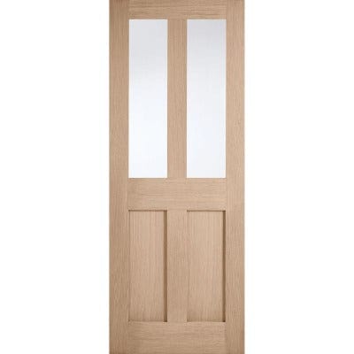 London Oak Pre-Finished 2 Clear Light Panels Internal Door - 1981mm x 838mm - LPD Doors