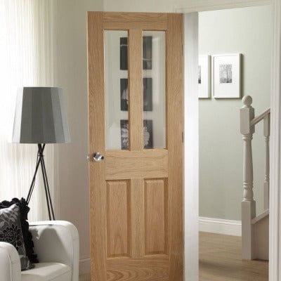 London Oak Pre-Finished 2 Clear Light Panels Internal Door - 1981mm x 686mm - LPD Doors