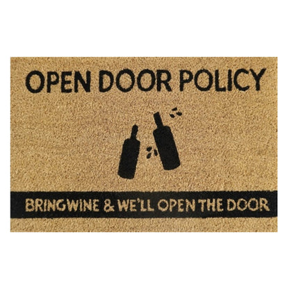 Doormat 60cm x 40cm - 'Open Door Policy Bring Wine & We'll Open The Door' - Best4Trade-Retail Garden watering