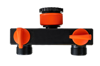 2 Way Tap Splitter PP with Valves and Snap-On Male Connectors