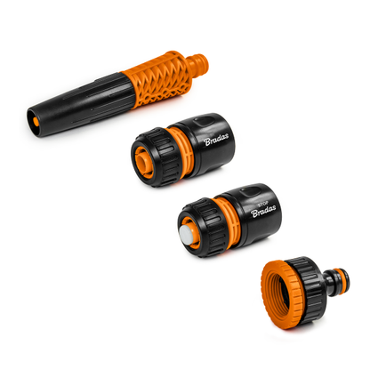 Hose Connectors Set With Nozzle Black/Orange - Best4Trade-Retail Garden watering