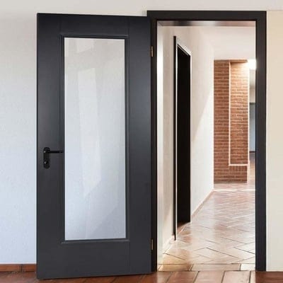 Eindhoven Black Primed 1 Glazed Clear Bevelled Light Panel Interior Door - 1981mm x 762mm - LPD Doors