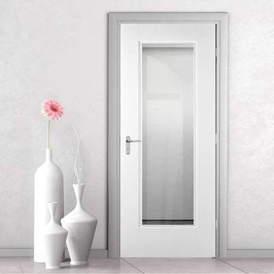 Eindhoven White Primed 1 Glazed Clear Bevelled Light Panel - 1981mm x 762mm - LPD Doors