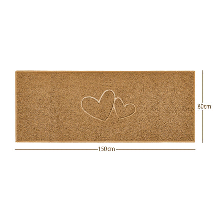 "Double Heart" Embossed Loofah Textured Spaghetti Doormat