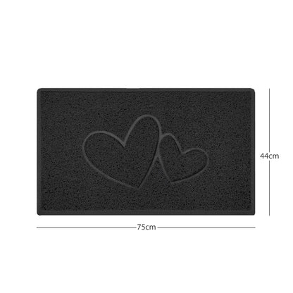 "Double Heart" Embossed Loofah Textured Spaghetti Doormat