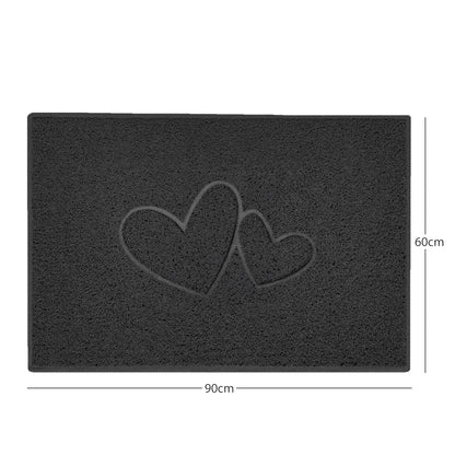 "Double Heart" Embossed Loofah Textured Spaghetti Doormat