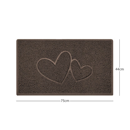 "Double Heart" Embossed Loofah Textured Spaghetti Doormat