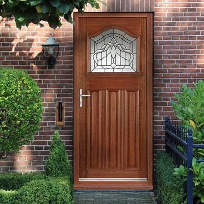 Estate Crown Hardwood M&T 1 Double Glazed Lead Light Panel External Door - 1981mm x 838mm - LPD Doors