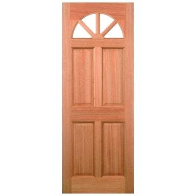 Carolina Hardwood M&T 4 Double Glazed Fanlight Clear Light Panels External Door - 1981mm x 838mm - LPD Doors