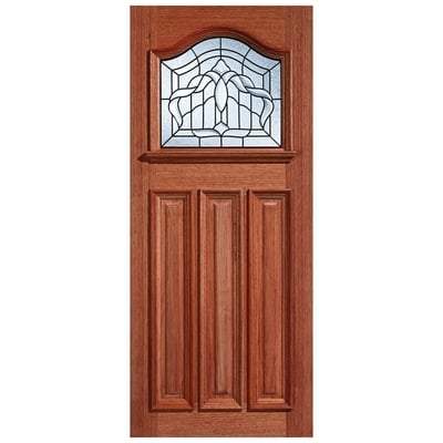 Estate Crown Hardwood M&T 1 Double Glazed Lead Light Panel External Door - 2135mm x 915mm - LPD Doors