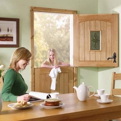 Cottage Stable Oak Unfinished 1 Double Glazed Lead Light Panel External Door - 1981mm x 762mm - LPD Doors