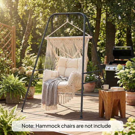 Outsunny Hammock Chair Stand Only, 150KG Load Capacity, for Indoor Outdoor, Black