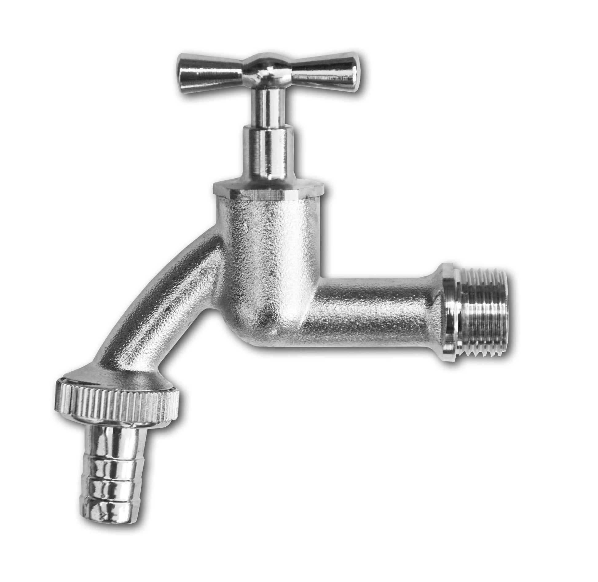 Garden Bib Tap Brass Nickle Plated 1/2" BSPM Inlet Plastic Barb - Best4Trade-Retail Garden watering