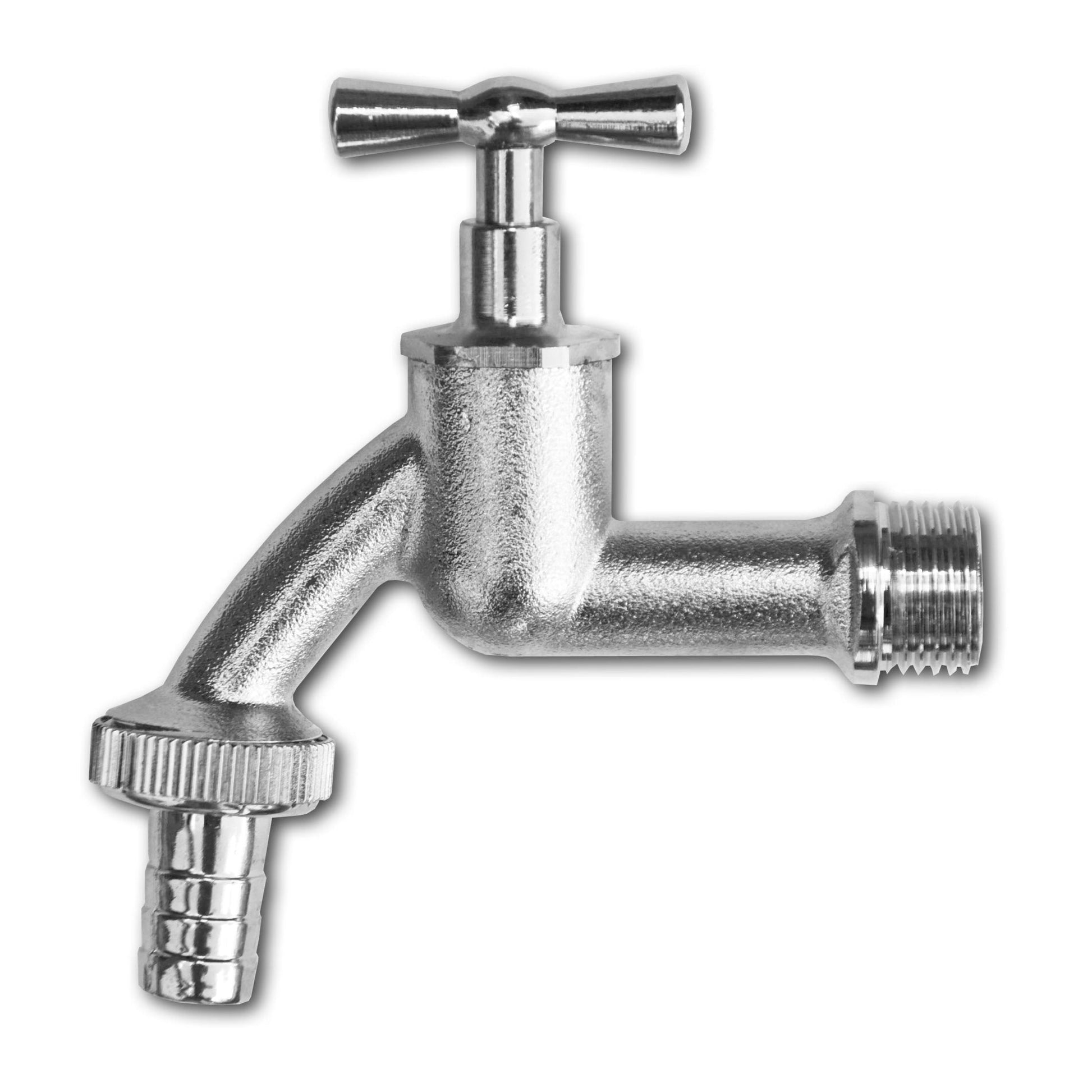 Garden Bib Tap Brass Nickle Plated 3/4" BSPM Inlet Plastic Barb - Best4Trade-Retail Garden watering