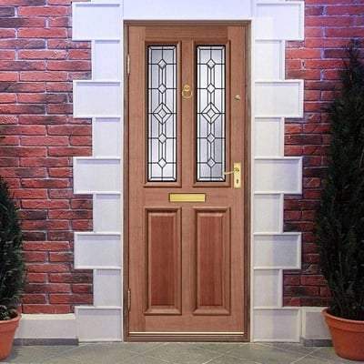 Derby Hardwood M&T 2 Double Glazed Lead Light Panels External Door - 1981mm x 838mm - LPD Doors