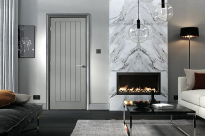 Moulded Textured Vertical Grey Pre-Finished 5 Panel Interior Door - 1981mm x 838mm - LPD Doors