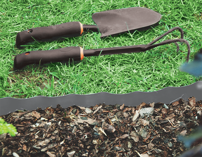Wavy Plastic Garden Lawn Edging, H=15CM, L=9M, Gray - Best4Trade-Retail Garden tools & Accesories
