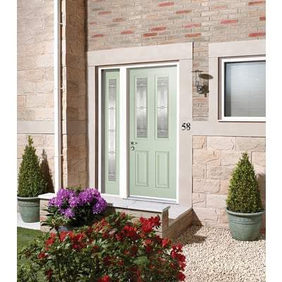 Malton Light Green GRP Pre-Finished 2 Double Glazed Lead Light Panels - 1981mm x 838mm - LPD Doors