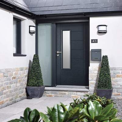 Newbury Grey GRP Pre-Finished 1 Double Glazed Frosted Light Panel External Door - 2032mm x 813mm - LPD Doors