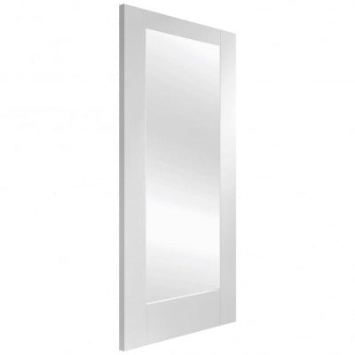 XL Joinery Pattern 10 White Primed Internal Rebated Door Pair with Clear Glass- 1981 x 1067 x 40mm (42
