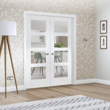 Load image into Gallery viewer, XL Joinery Shaker Internal White Rebated Door Pair with Clear Glass- 1981 x 1372 x 40mm (54&quot;) - Build4less
