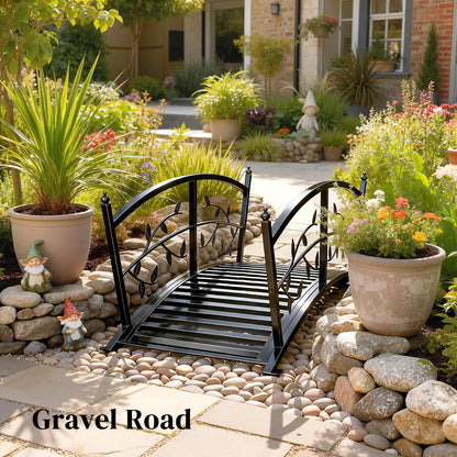 Outsunny 1.2M Metal Garden Bridge with Safety Railings, Outdoor Pond Bridge, Arch Decorative Footbridge for Creek Stream