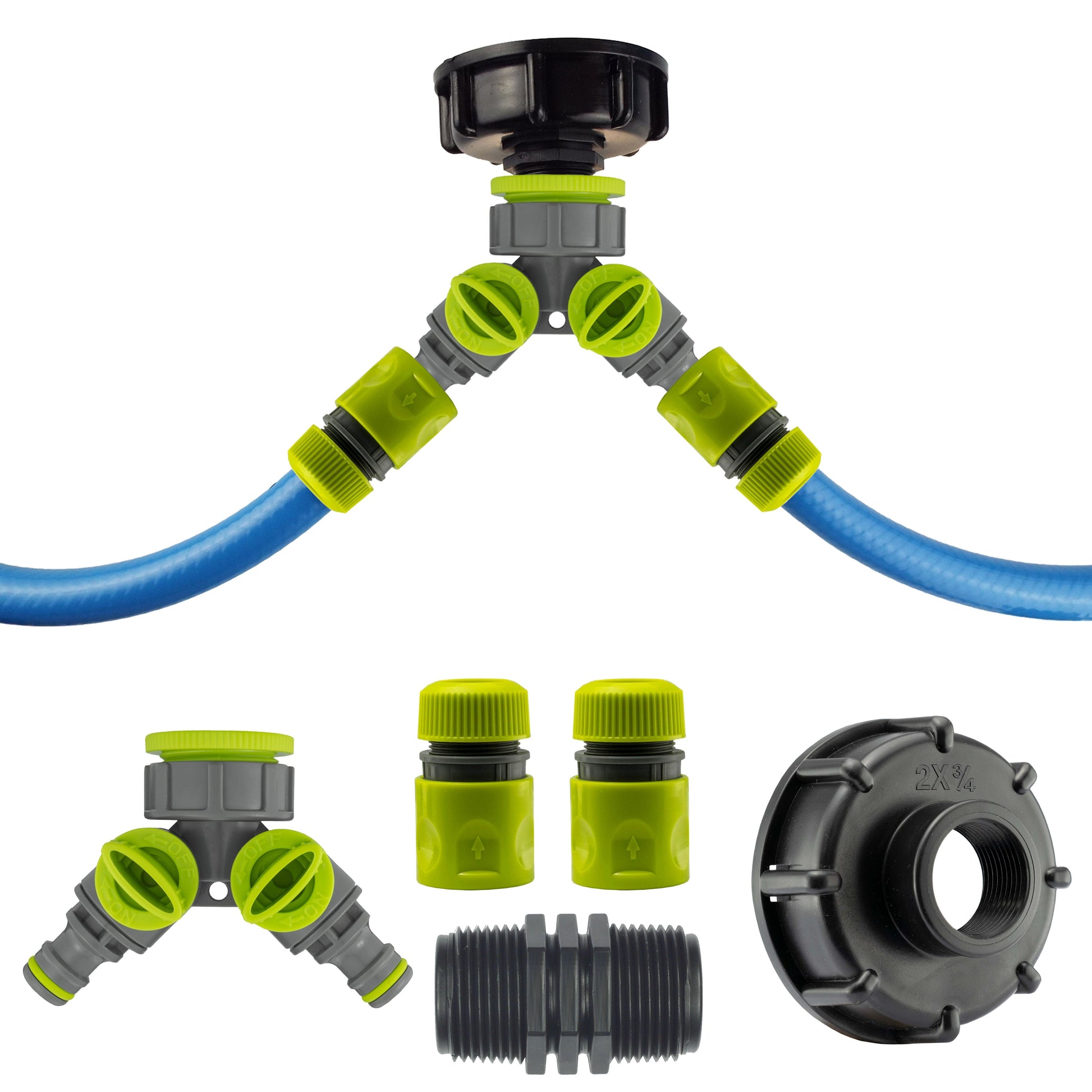 IBC 2” S60X6 Cap with Two Way Valved Splitter and Hose Connector - Best4Trade-Retail