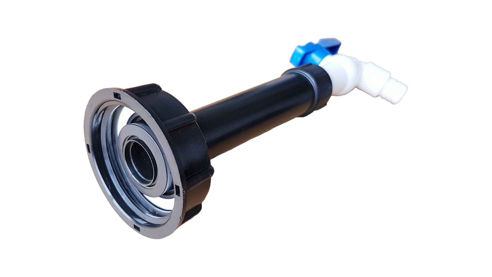 IBC 2” S60X6 Cap with Filter Extension and White Blue Plastic Tap - Best4Trade-Retail