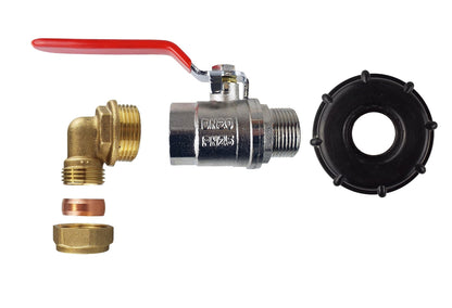 IBC 2” S60X6 Cap with BSPM-F Lever Valve and Brass Compression Elbow 1” BSP – 28mm - Best4Trade-Retail