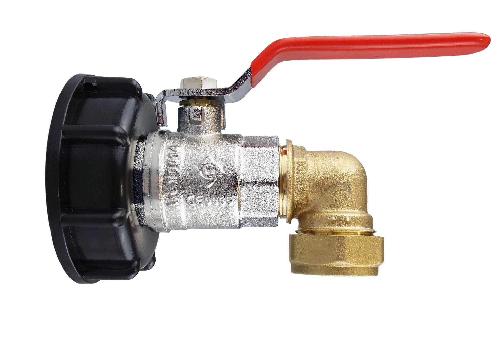 IBC 2” S60X6 Cap with Lever Valve and Brass Compression Elbow ¾” BSP – 22mm - Best4Trade-Retail