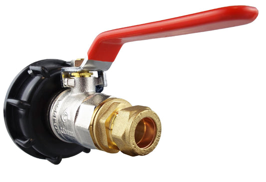 IBC 2” S60X6 Cap with BSP Female Lever Valve and Brass Compression Straight 1” BSP – 28mm - Best4Trade-Retail