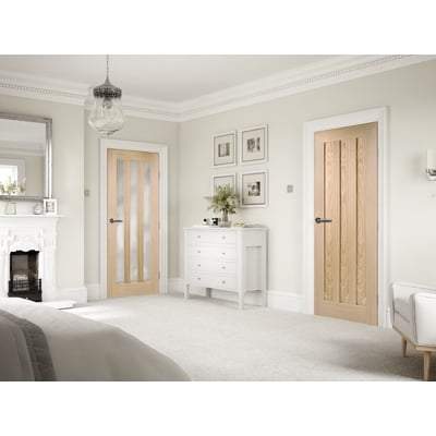 Oak Utah 3 Clear Light Panel Pre-Finished Internal Door - 2040mm x 726mm - LPD Doors