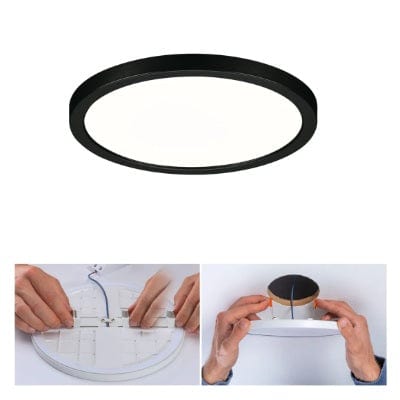 Areo VariFit Round LED Recessed Panel 175mm Neutral White Dimmable - Black - Paulmann