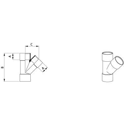 Brett Martin MuPVC Solvent Weld Waste 32mm Branch 45 Degree - Brett Martin