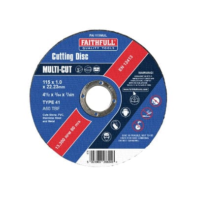Multi-Purpose Cutting Discs 115mm x 22.23mm (Pack of 10) - Faithfull