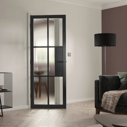 JB Kind Civic Black Reeded Horizontal Glazed Internal Door - All Sizes