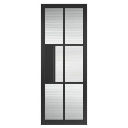 JB Kind Civic Black Reeded Horizontal Glazed Internal Door - All Sizes