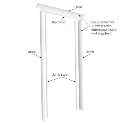 JB Kind Trenched White Primed Fire Door Lining Set - All Sizes - JB Kind