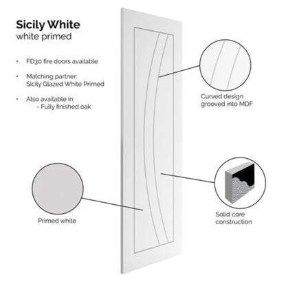 JB Kind Sicily White Primed Internal Fire Door FD30 - All Sizes