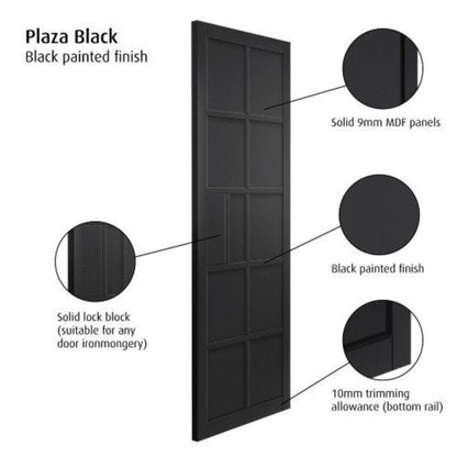 JB Kind Plaza Black Glazed Internal Door - All Sizes