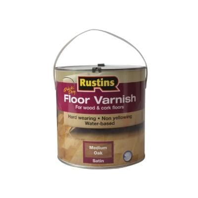 Rustins Quick Dry Coloured Floor Varnish - Medium Oak x 2.5 Litre - Rustins