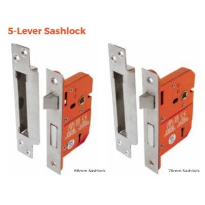 Sparka Satin Stainless Steel Intumescent 5-Lever Sashlock - All Lengths - Sparka Uk Doors