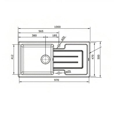 Single Bowl White Fireclay Ceramic Kitchen Sink w/ Reversible Drainer - Ellsi