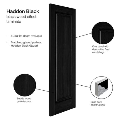 JB Kind Haddon Black Laminate Internal Door - All Sizes