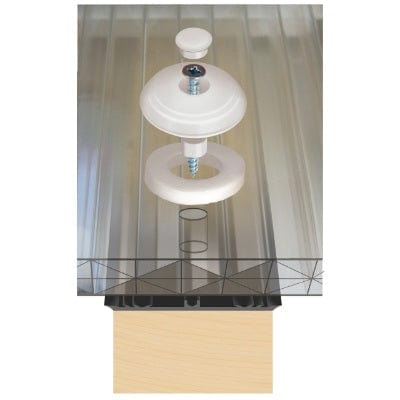 Solstice 25mm Polycarbonate Fixing Buttons (Pack of 10) - White - B4L Roofing