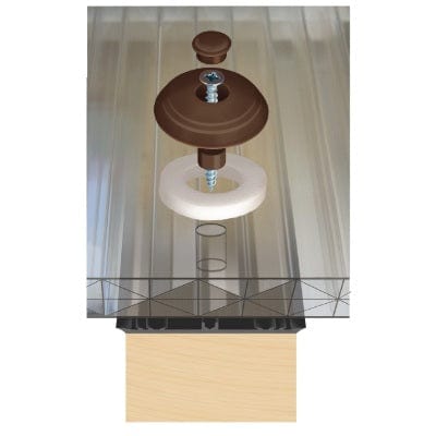 Solstice 16mm Polycarbonate Fixing Buttons (Pack of 10) - Brown - B4L Roofing