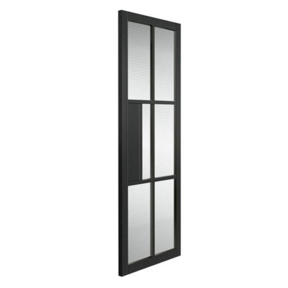 JB Kind Civic Black Reeded Horizontal Glazed Internal Door - All Sizes