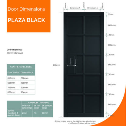 JB Kind Plaza Black Glazed Internal Door - All Sizes